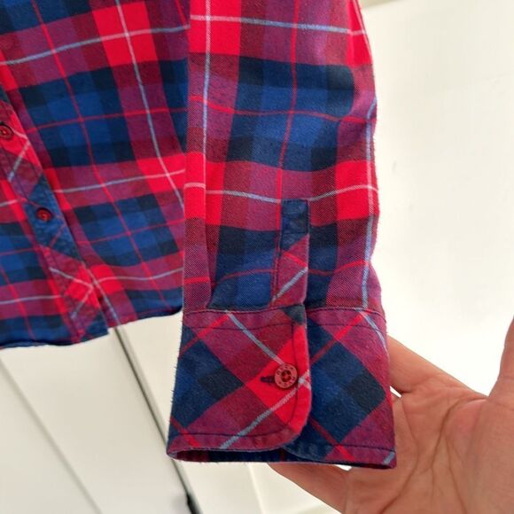 RVCA Women’s Plaid Blue Red Long Sleeve Button Down Casual Shirt Size Small GUC - Picture 4 of 12